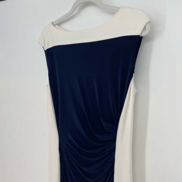 Ralph Lauren Sheath Dress Size 10 ersey Rushed Boat Neck Old Money Preppy - Picture 5 of 10